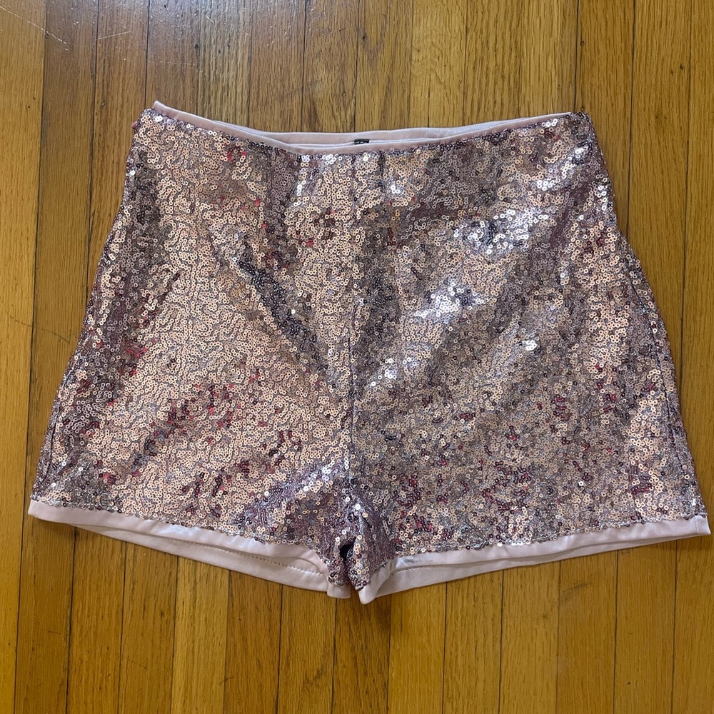 Pink Sequin High Waisted Shimmer Shorts